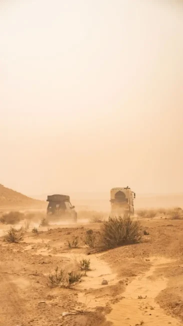 4x4 support vehicle on the trail during a High Atlas MTB Challenge